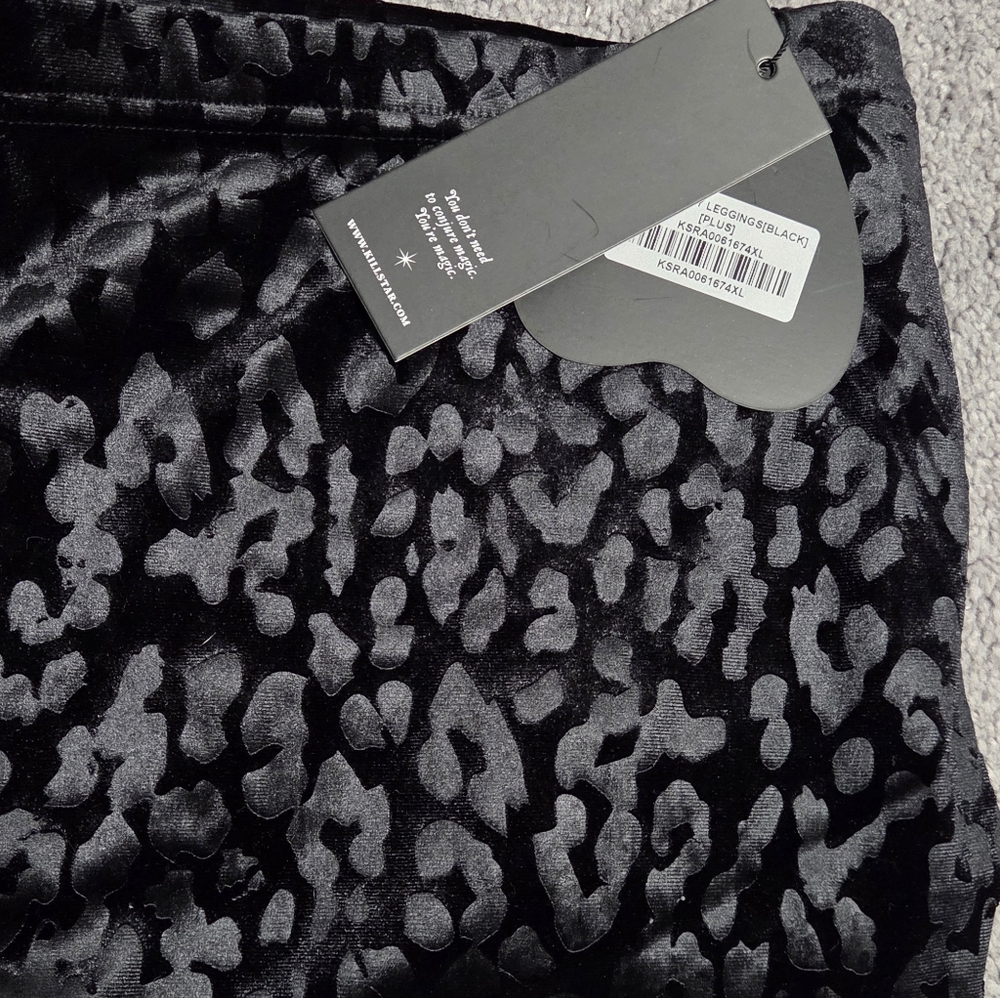 Killstar Caturday Velvet Leggings 4XL NWT - Picture 3 of 5